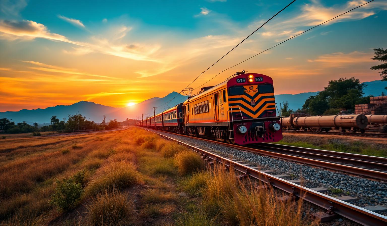 Indian Railways train at sunrise — Rail Universe APK simulation